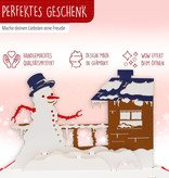 LINPOPUP Pop Up 3D Karte, Weihnachtskarte, Glückwunschkarte, Schneemann am Haus, LIN17585, LINPopUp®, N445