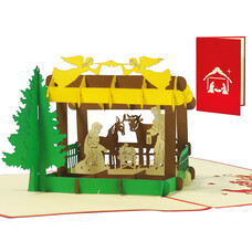 LINPOPUP Pop Up Card, 3D Card, Crib, Christmas crib, N443