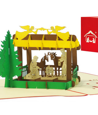 LINPOPUP Pop Up Card, 3D Card, Crib, Christmas crib, N443