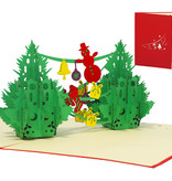 LINPOPUP Pop Up 3D Karte, Weihnachtskarte, Glückwunschkarte, Tannenbaum, Weihnachtsbäume, LIN17557, LINPopUp®, N449