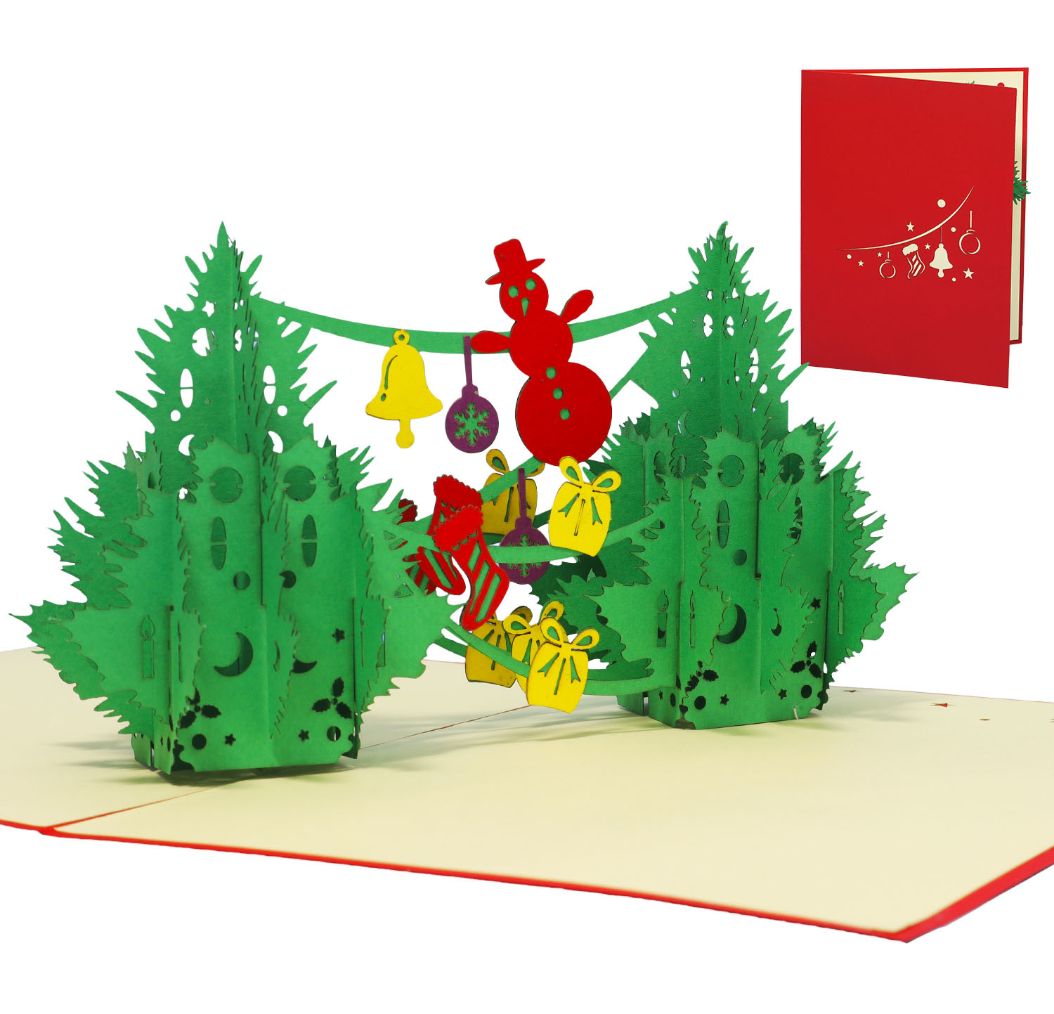 LINPOPUP Pop Up 3D Card, Christmas Card, Greeting Card, Fir Tree, Christmas Trees, LIN17557, LINPopUp®, N449