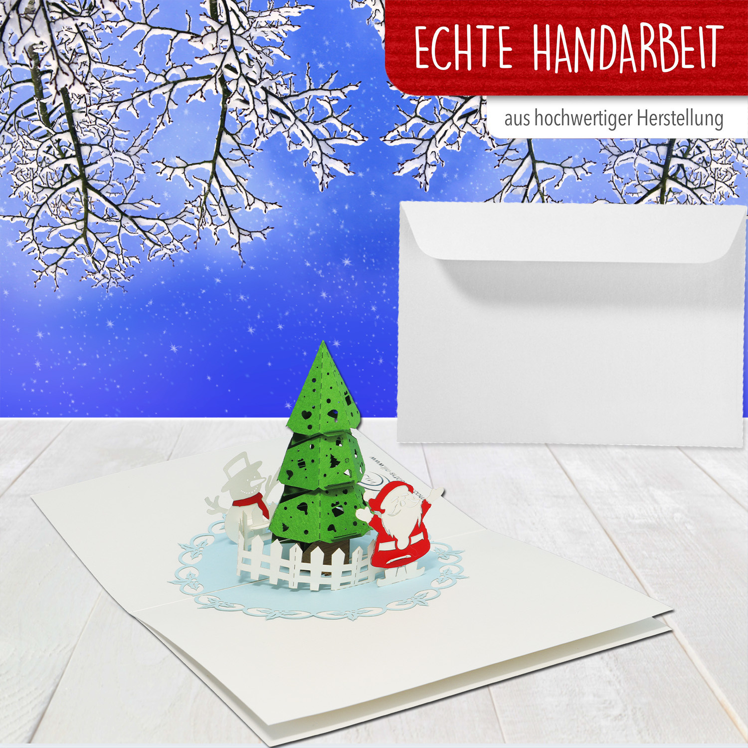 LINPOPUP Pop Up 3D Card Deluxe, Christmas Card, Greeting Card, Fir Tree, LIN17394, LINPopUp®, N701