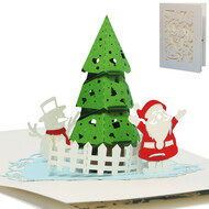 LINPOPUP Pop Up Card, 3D Card, Christmas Tree, Santa And a Snowman, N701
