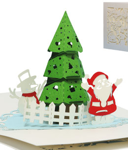 LINPOPUP Pop Up Card, 3D Card, Christmas Tree, Santa And a Snowman, N701