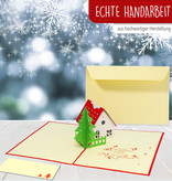 LINPOPUP Pop Up 3D Karte, Weihnachtskarte, Glückwunschkarte, Weihnachtshaus, LIN17717, LINPopUp®, N414