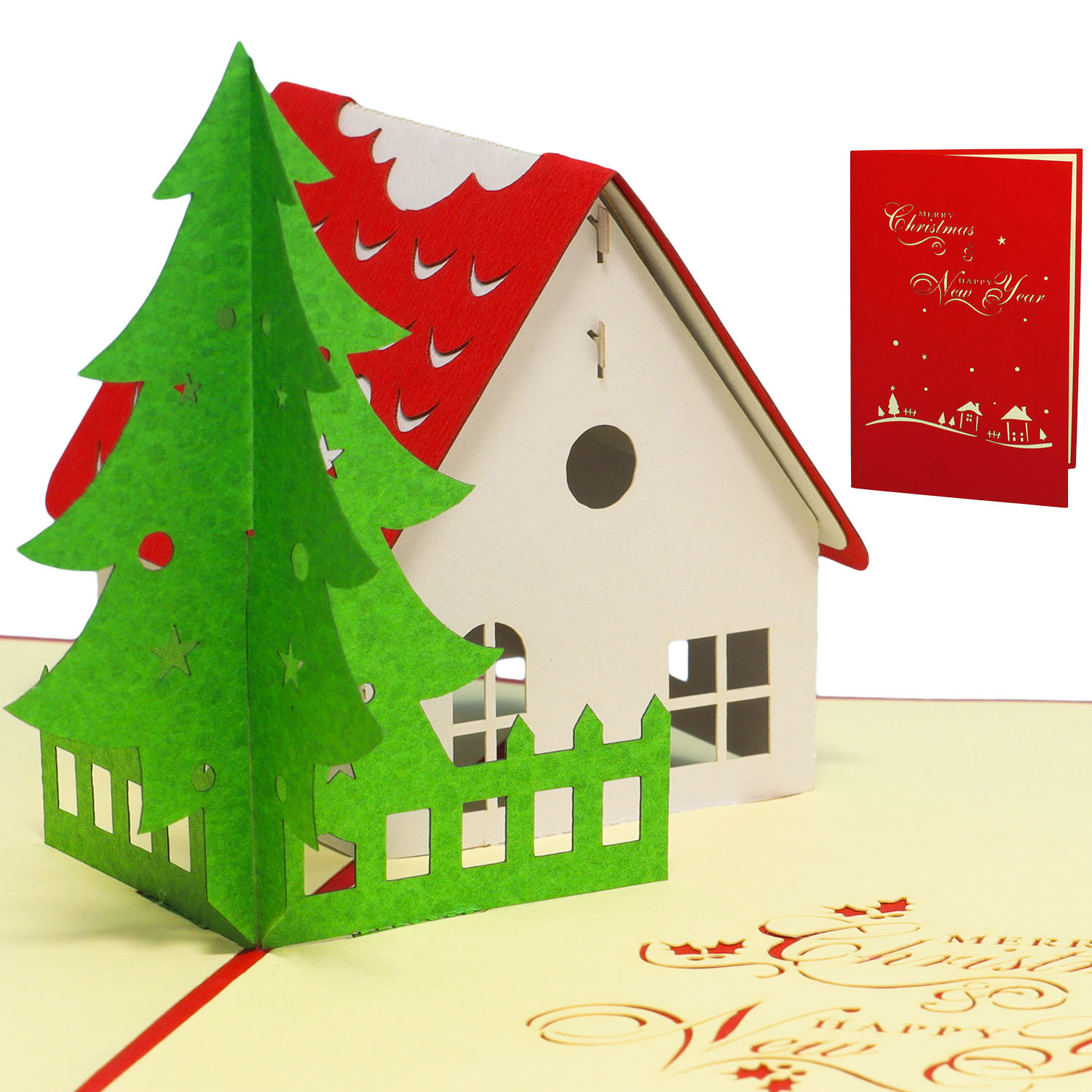 LINPOPUP Pop Up 3D Card, Christmas Card, Greeting Card, Christmashouse, LIN17717, LINPopUp®, N414