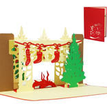 LINPOPUP Pop Up 3D Card, Christmas Card, Greeting Card, Christmas Fireplace, LIN17249, LINPopUp®, N439