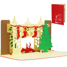 LINPOPUP Pop Up Card, 3D Card, Christmas Card, Christmas Fireplace, N439