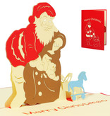 LINPOPUP Pop Up 3D Karte, Weihnachtskarte, Glückwunschkarte, Weihnachtsmann Geschenke (EN), LIN17248, LINPopUp®, N438