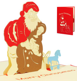 LINPOPUP Pop Up Card, 3D Card, Christmas Card, Santa Claus Gifts EN, N438