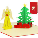 LINPOPUP Pop Up Karte, 3D Karte, Weihnachtskarte, Tannenbaum, Christkind, N440