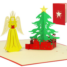 LINPOPUP Pop Up Card, 3D Card, Christmas Card, Fir Tree, Christ Child, N440
