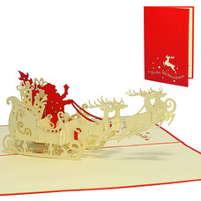 LINPOPUP Pop Up Karte, 3D Karte, Weihnachtskarte, Weihnachtsschlitten, N420