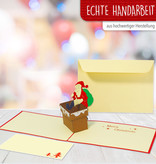LINPOPUP Pop Up 3D Karte, Weihnachtskarte, Glückwunschkarte, Weihnachtsmann im Schornstein, LINPopUp®, N435