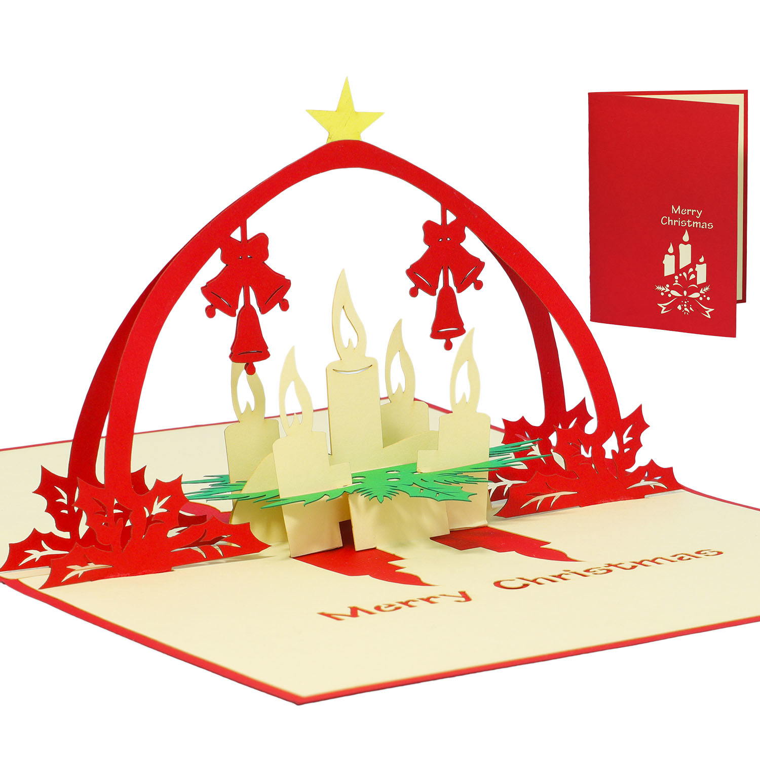 Pop Up 3D Karte, Weihnachtskarte, Glückwunschkarte, Adventskranz, N436