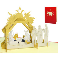 LINPOPUP Pop Up Karte, 3D Karte, Weihnachtskarte, Weihnachtskrippe, Krippe, N422