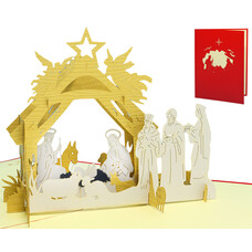 LINPOPUP Pop Up Card, 3D Card, Christmas Card, Christmas crib, crib, N422