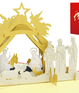 LINPOPUP Pop Up Card, 3D Card, Christmas Card, Christmas crib, crib, N422