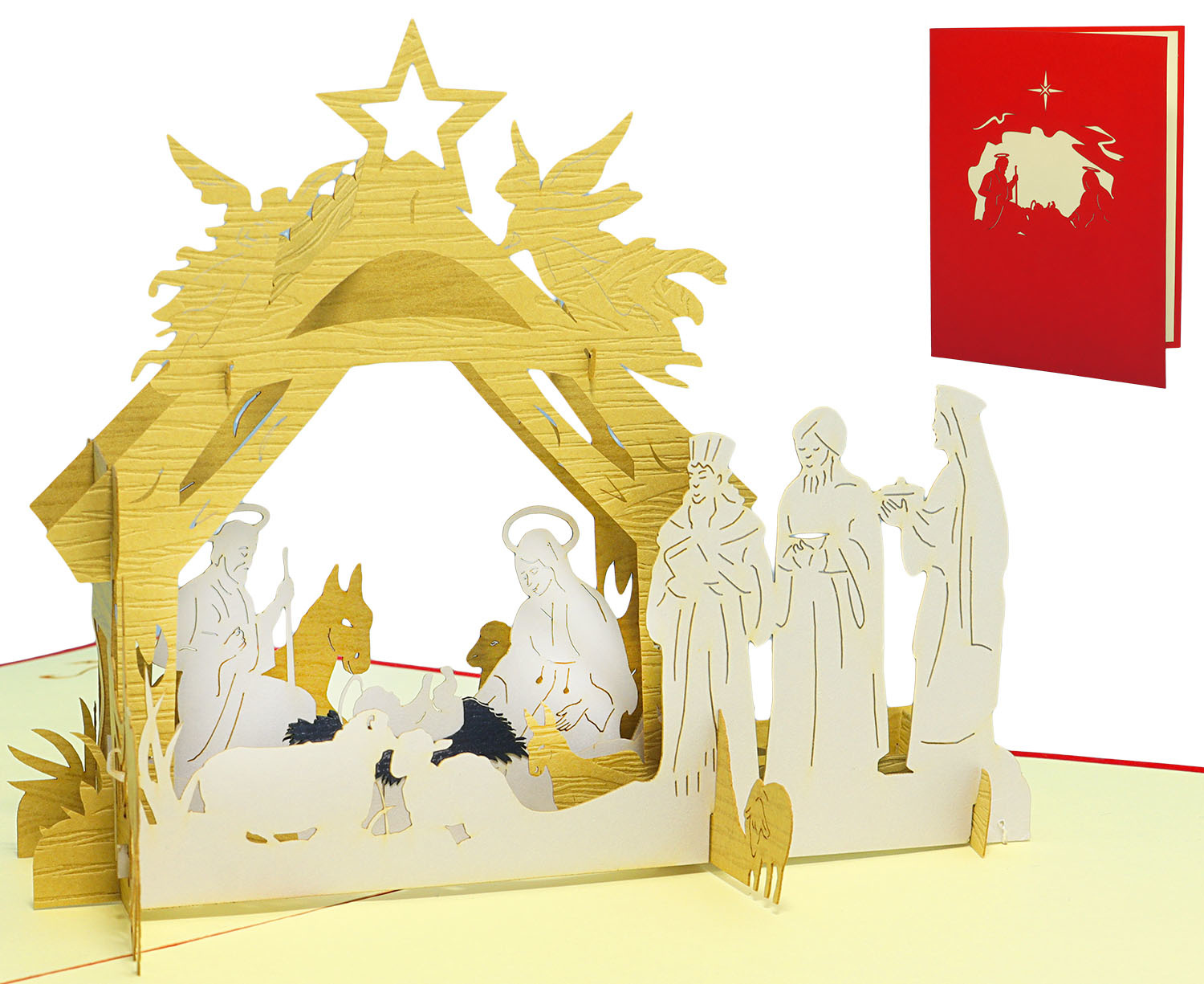 LINPOPUP Pop Up 3D Card, Christmas Card, Greeting Card, Nativity, Nativity, LINPopUp®, N422