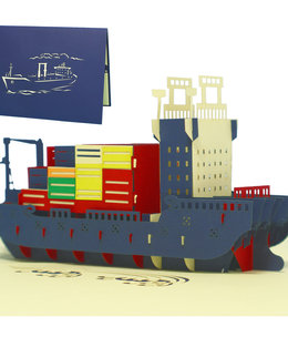 LINPOPUP Pop Up Karte, 3D Karte, Frachtschiff, N235