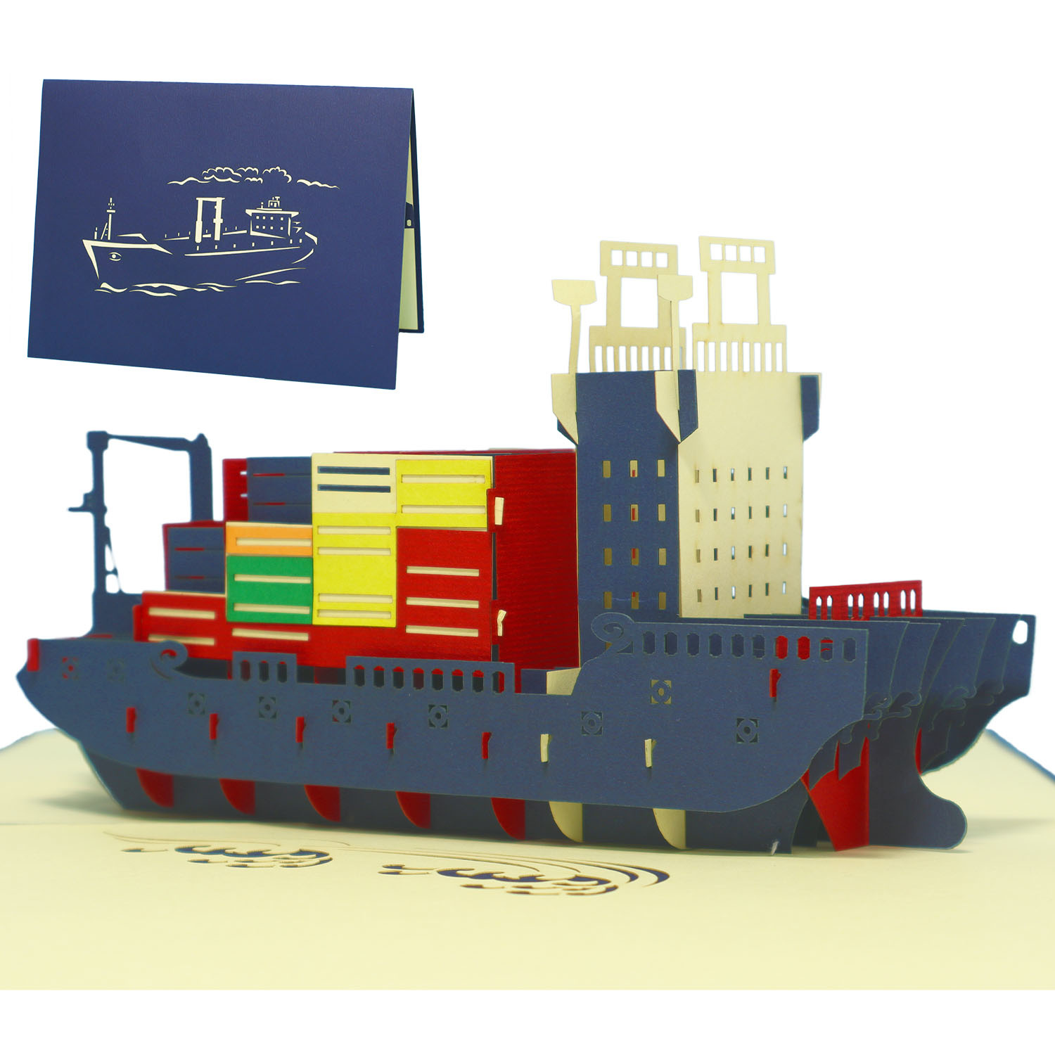 LINPOPUP Pop Up 3D Card, Birthday Card, Greeting Card, Gift Certificate, Cargo Ship, LIN17354, LINPopUp®, N235