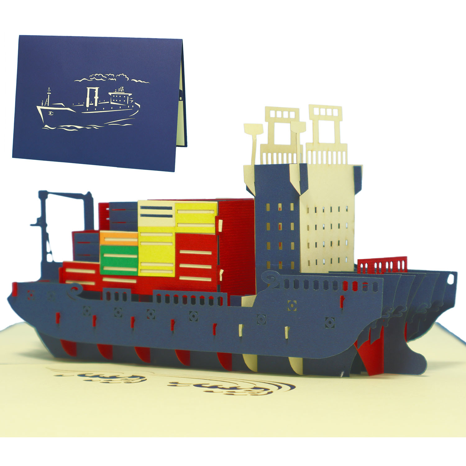 LINPOPUP Pop Up 3D Karte, Geburtstagskarte, Glückwunschkarte, Gutschein, Frachtschiff, LIN17354, LINPopUp®, N235