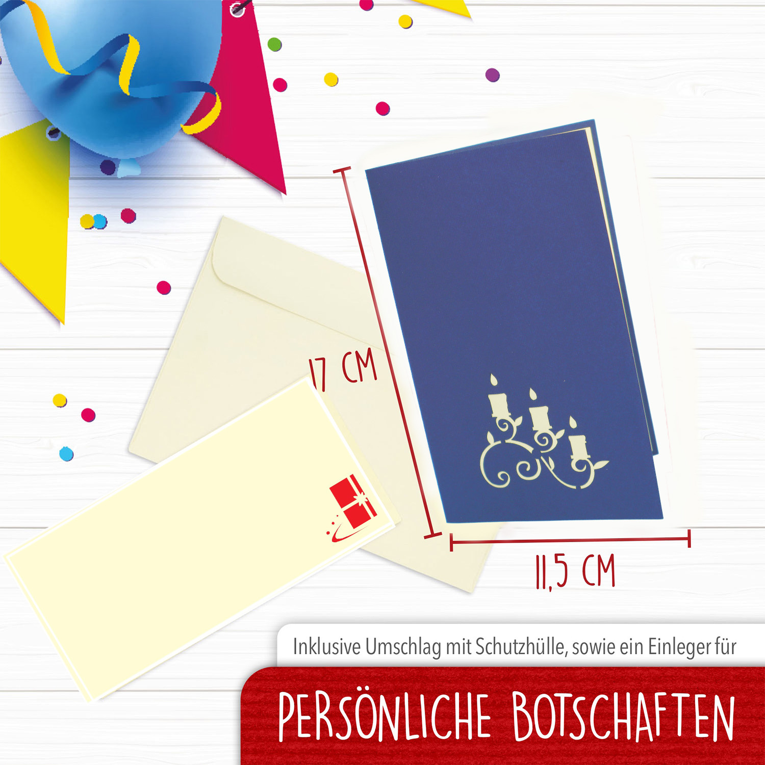 LINPOPUP Pop Up 3D Card, Birthday Card, Congratulations Card, Voucher, Dinner, blue, LINPopUp®, N127