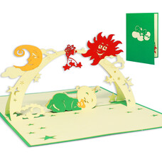 LINPOPUP Pop Up Card, 3D Card, Baby, green, N97