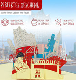 LINPOPUP Pop Up 3D Karte, Glückwunschkarte, Reisegutschein, Hamburg, LINPopUp®, N193