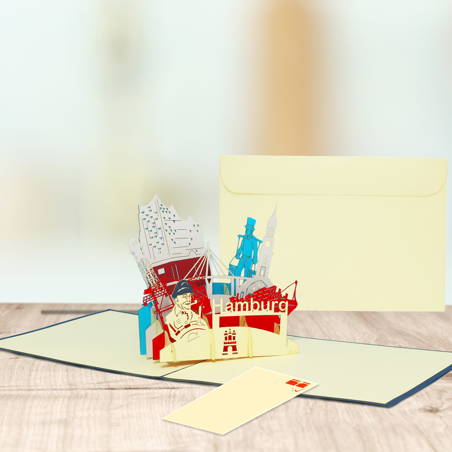 LINPOPUP Pop Up 3D Card, Greeting Card, Travel Voucher, Hamburg, LINPopUp®, N193