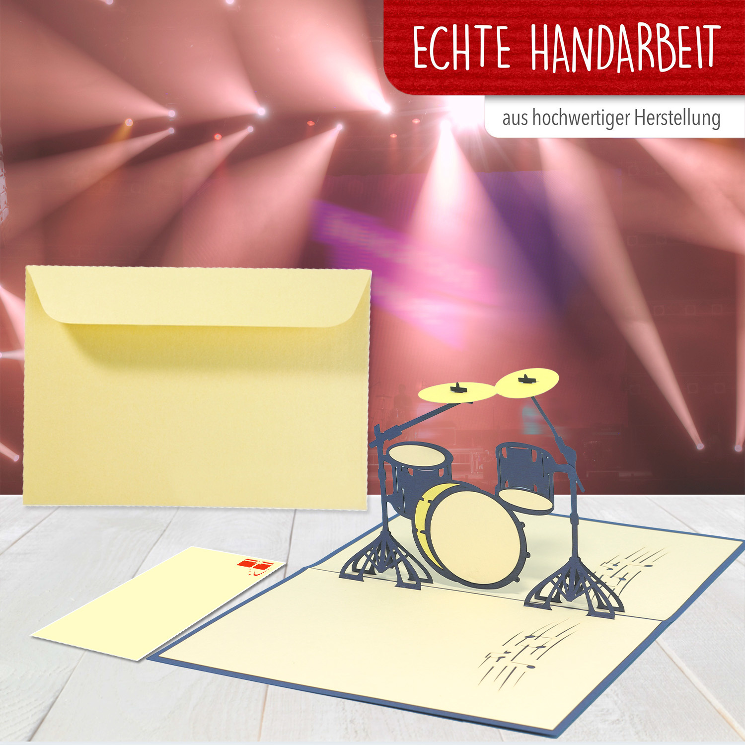 LINPOPUP Pop Up 3D Card, Birthday Card, Greeting Card, Voucher, Drums, LIN17528, LINPopUp®, N282