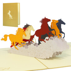 LINPOPUP Pop Up Card, 3D Card, Wild Horses, N143