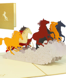 LINPOPUP Pop Up Card, 3D Card, Wild Horses, N143