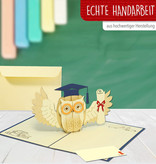 LINPOPUP Pop Up 3D Card, Birthday Card, Congratulations Graduation Card, Owl Certificate, LIN17530, LINPopUp®, N284