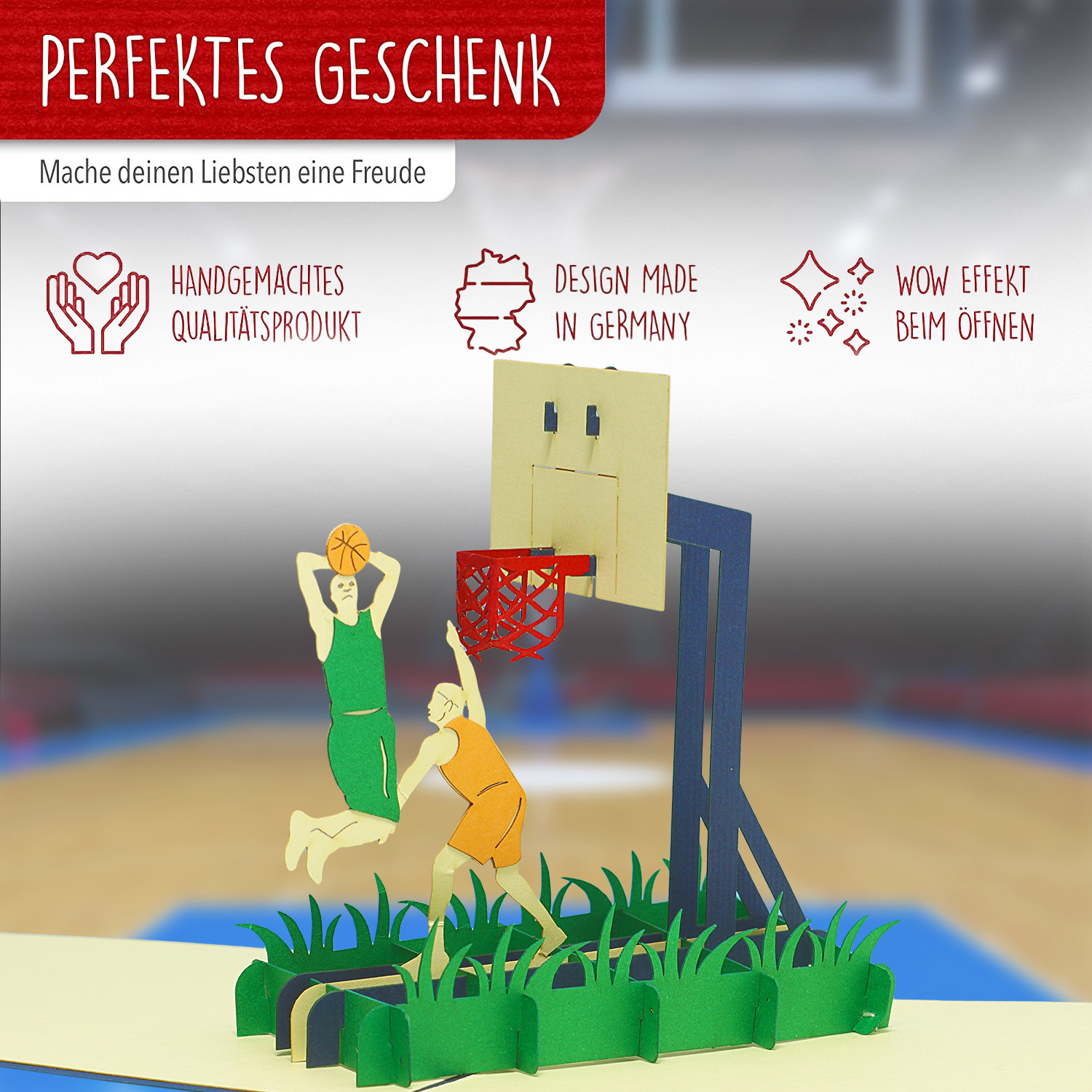 LINPOPUP Pop Up 3D Karte, Geburtstagskarte, Glückwunschkarte, Gutschein, Basketball, LIN17496, LINPopUp®, N269