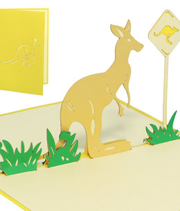 LINPOPUP Pop Up Card, 3D Map, Australia Kangaroo, N297