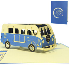 LINPOPUP Pop Up Card, 3D Card, Bus, Bulli, blue, N333
