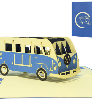 LINPOPUP Pop Up Card, 3D Card, Bus, Bulli, blue, N333