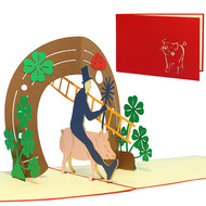 LINPOPUP Pop Up Card, 3D Card, New Year Card, Chimney Sweep, N268