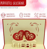 Pop Up 3D Karte, Valentinskarte, Hochzeitseinladung, Hochzeitskarte, Zwei Herzen Liebe, LINPopUp®, N55