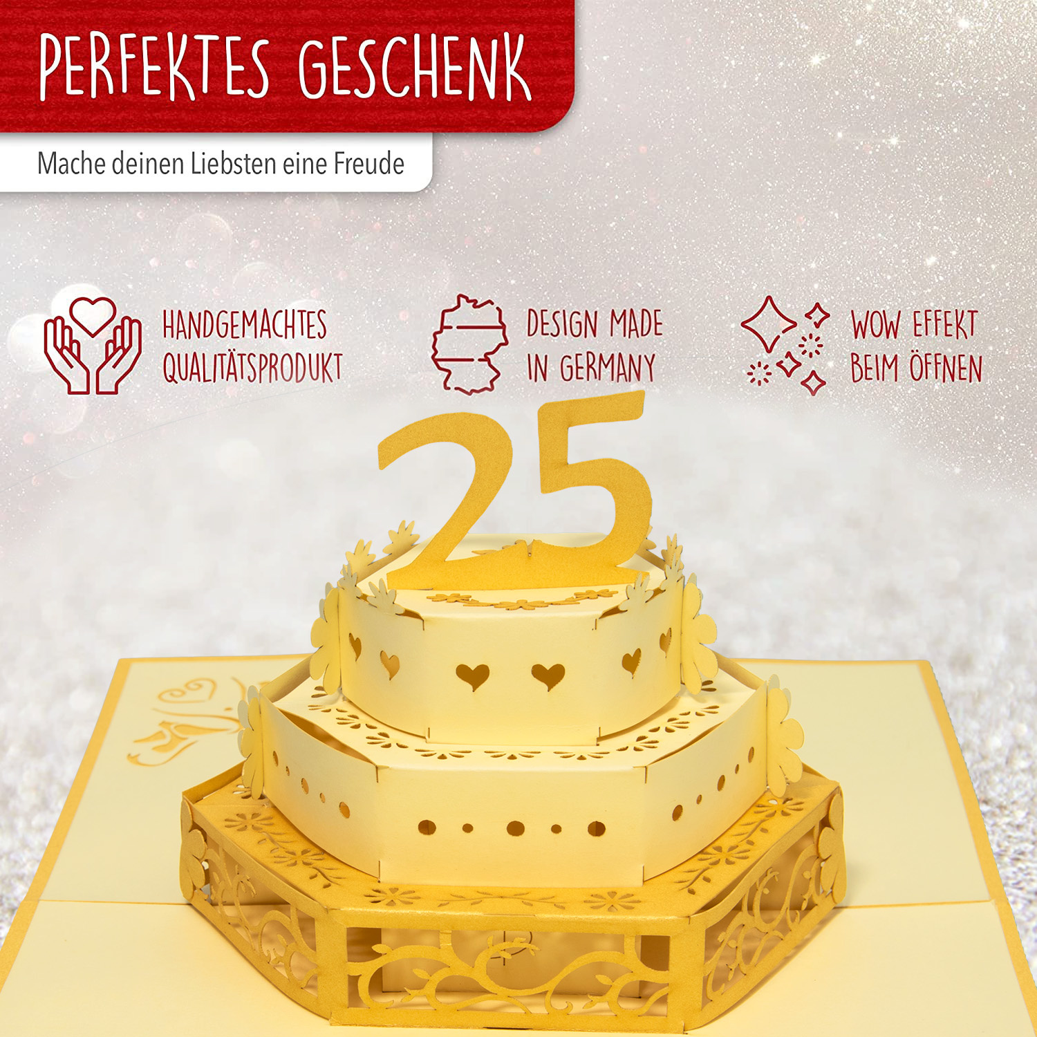 LINPOPUP Pop Up 3D Karte, Hochzeitskarte, Hochzeitseinladung, 25 Jahre Silberhochzeit, LIN17562, LINPopUp®, N314