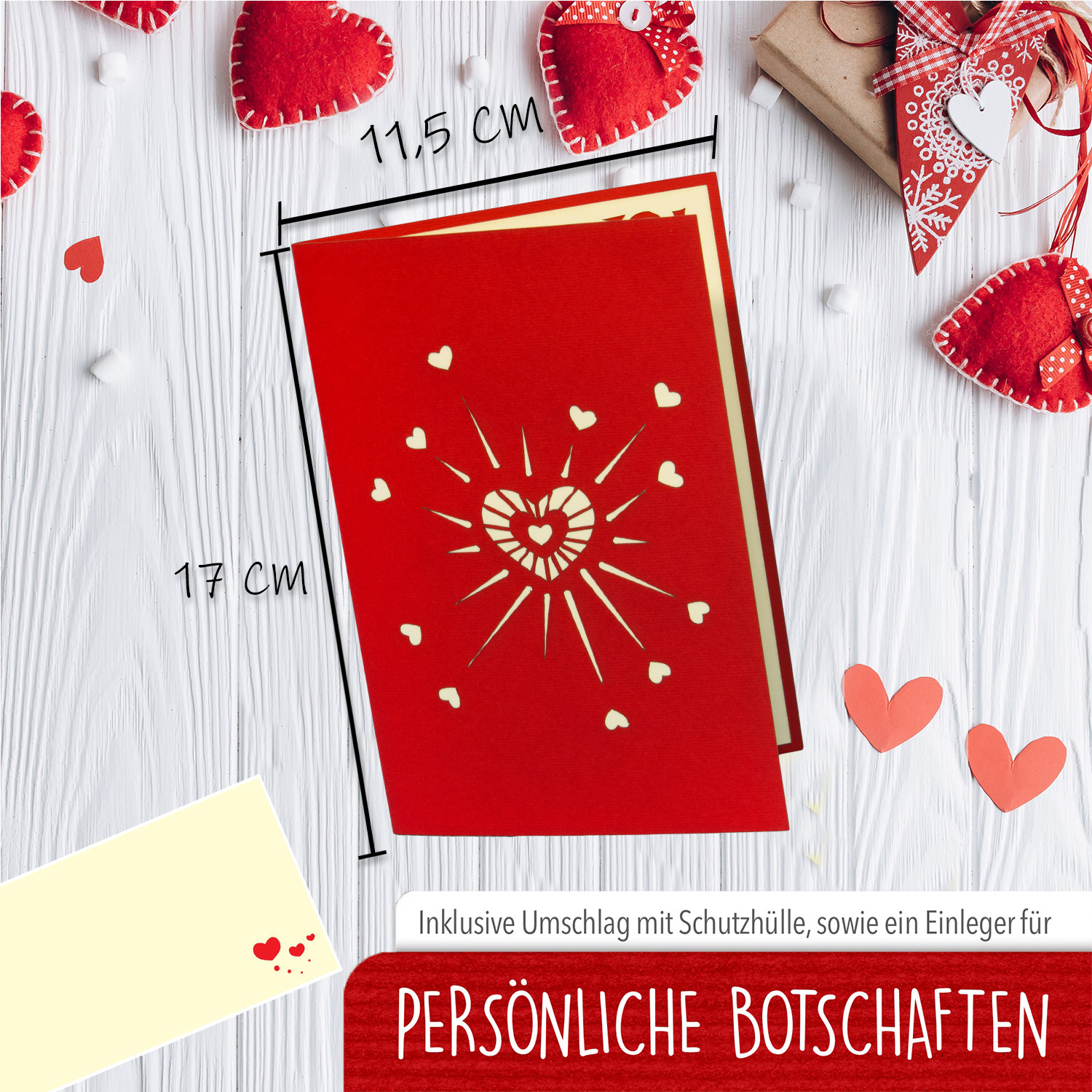 LINPOPUP Pop Up 3D Karte, Hochzeitskarte, Hochzeitseinladung, Valentinskarte, Herz Blumen, LIN17542, LINPopUp®, N296