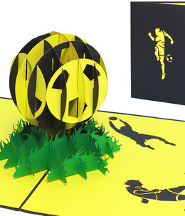 LINPOPUP Pop Up Karte, 3D Karte, Fußball gelbschwarz, N304