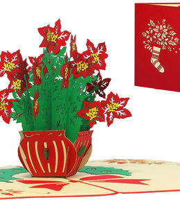 LINPOPUP Pop Up Card, 3D Card, Christmas Flowers, Poinsettias, N456