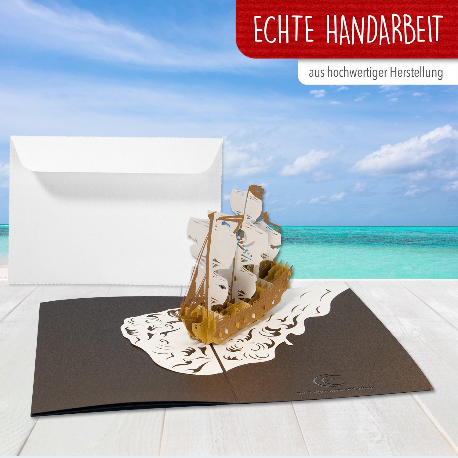 LINPOPUP Pop Up 3D Karte Deluxe, Geburtstagskarte , Glückwunschkarte, Piratenschiff, LIN17610, LINPopUp®, N721