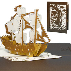 LINPOPUP Pop Up Card Deluxe, 3D Card, Pirate Ship, N721