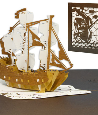 LINPOPUP Pop Up Card Deluxe, 3D Card, Pirate Ship [N721]