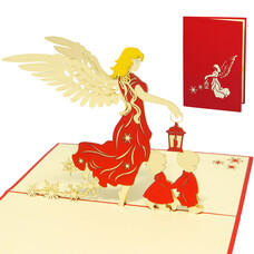 LINPOPUP Pop Up Card, 3D Card, Christmas Card, Angel, Christ Child with Children, N446