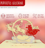 LINPOPUP Pop Up 3D Card, Christmas Card, Greeting Card, Sleigh Reindeer, LINPopUp®, N424