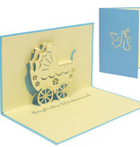 LINPOPUP Pop Up 3D Card, Birth Card, Congratulations Card for Birth, Pram Boy, LINPopUp®, N92